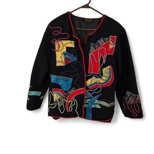 Women's black avant- garde artsy jacket by Julia K size xl (xl3)